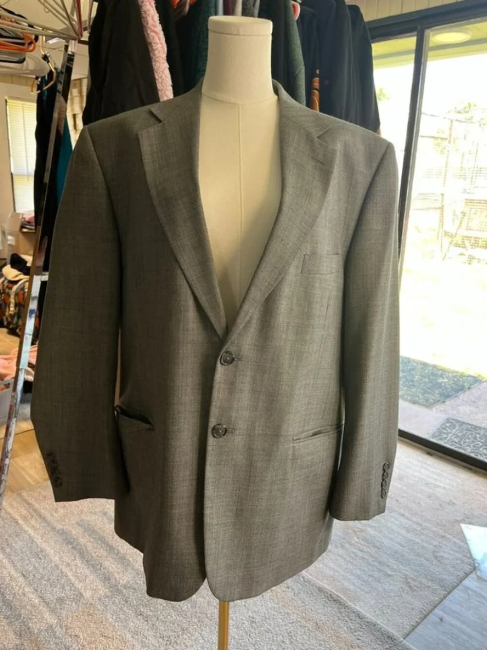 Vintage Bert Pulitzer Gray Wool Blend Sport Coat Blazer 42 Short